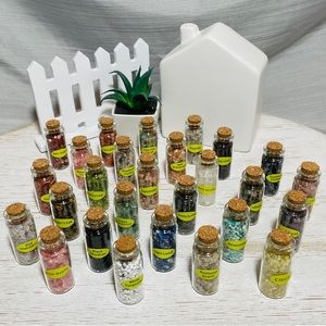 27 pc Set of Natural Healing Stone Pieces Chips in Little Jars